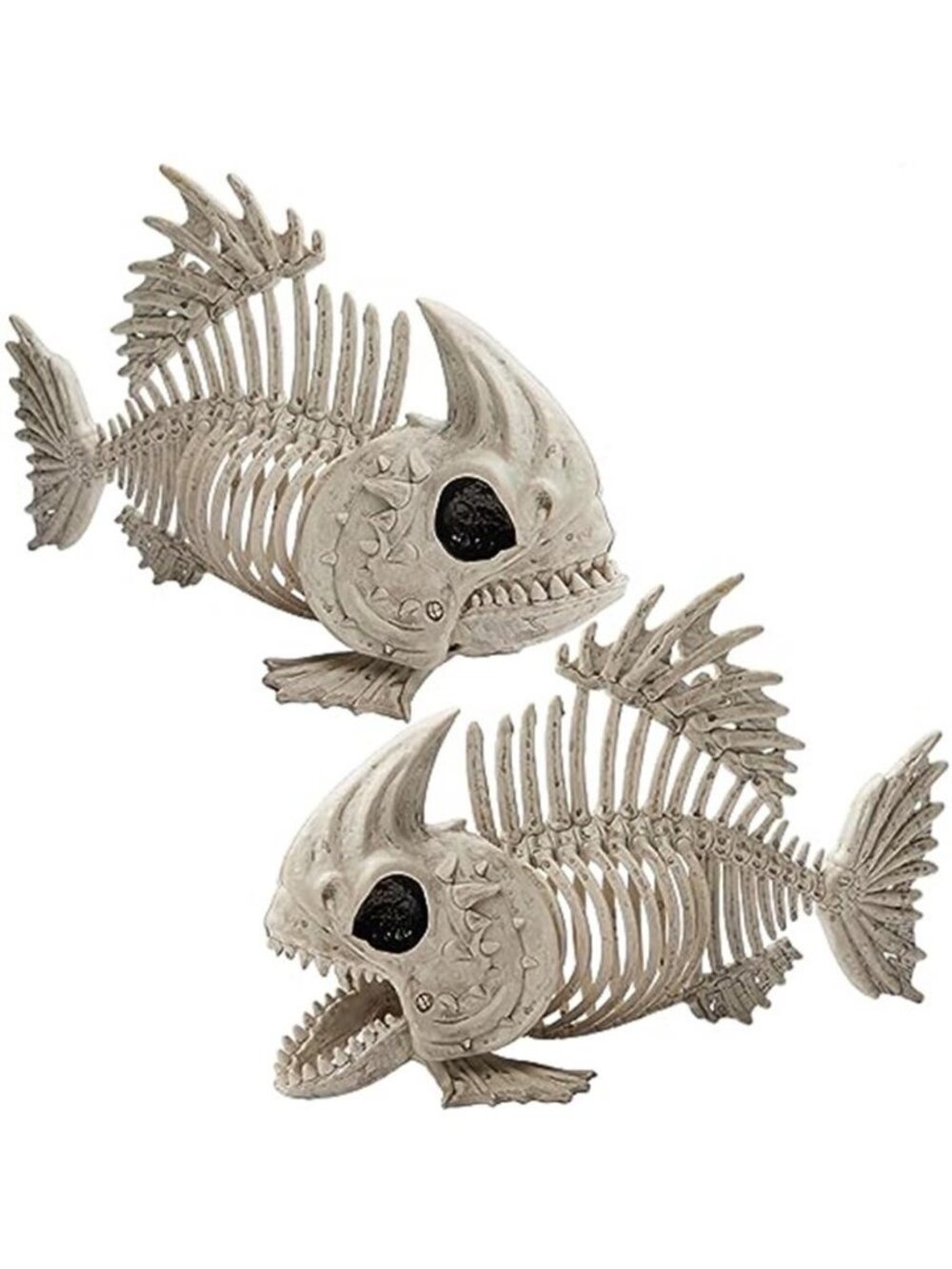 2 PCS 9.5 Halloween Posable Fish Skeleton Decor, Animal Plastic Bones